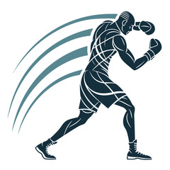 Vector illustration of a muscular woman boxer in a strong pose, showcasing strength and fitness
