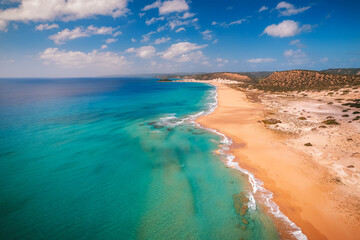 Beautiful white sand beach and turquoise Mediterranean sea  in Karpaz region, The Republic of...