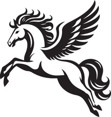 Fototapeta premium pegasus vector, black horse vector illustration, pegasus silhouette vector black and white