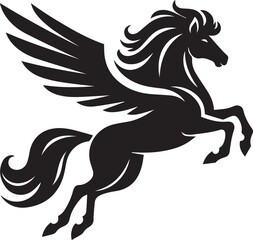 Fototapeta premium pegasus vector, black horse vector illustration, pegasus silhouette vector black and white