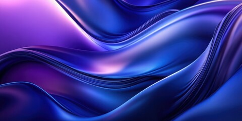 Obraz premium Elegant Flowing Satin Fabric in Shades of Blue and Purple with Soft Gradient Texture and Smooth Motion