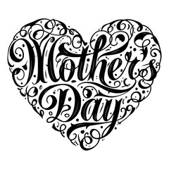 Obraz premium Mother's Day Heart Calligraphy