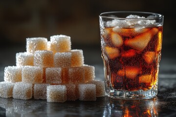 Soda Beverage with Sugar Cubes Comparison for Healthy Lifestyle and Caloric Awareness