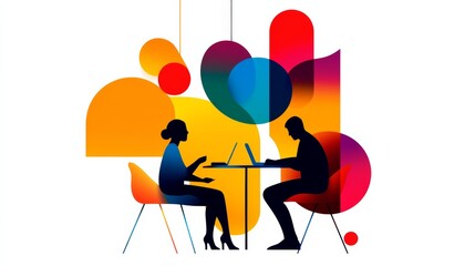 A virtual networking event for remote professionals, multiple participants engaging in conversations,