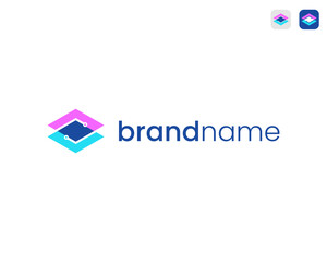 Stack Data Document Modern Colorful For Storage Server Technology Vector Logo Design Illustration