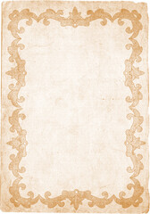 Vintage Ornate Parchment Paper Background with Decorative Border