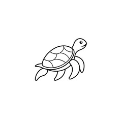 sea turtle line art on white background