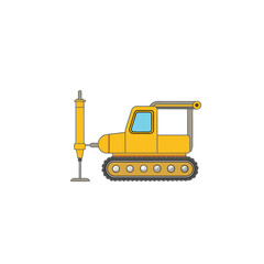 side view yellow Track Drilling Machine on white background