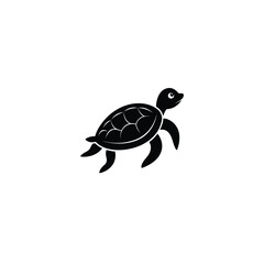 sea turtle silhouette on white background