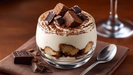 Decadent dessert layered with creamy filling, chocolate, and sponge cake