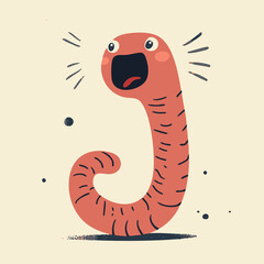 Fototapeta premium Excited Cartoon Worm Illustration