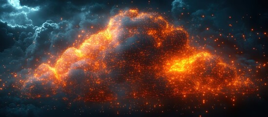 Fototapeta premium Fiery Celestial Cloud: A Digital Masterpiece