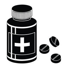 Minimalist Medicine Bottle Silhouette for Medical Use