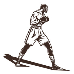 Fototapeta premium Victory Boxer Champion Vector, Muscular Fighter with Gloves Raised in Ring, Boxing Winner Clipart Design
