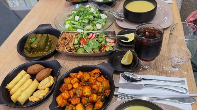 Experience a vibrant Lebanese feast in 4K. Perfect for culinary projects, cultural showcases, and food-themed content. Capture the essence of Middle Eastern dining