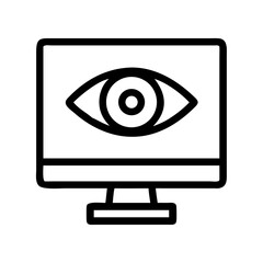 Monitor with Eye Symbol for Review Icon Design