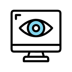 Monitor with Eye Symbol for Review Icon Design
