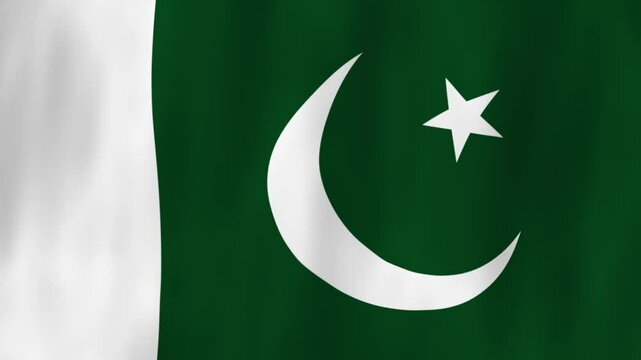 Pakistan flag country animation 3D symbol design waving in wind movement national patriotism world culture emblem banner republic South Asia white green stripes moon and star