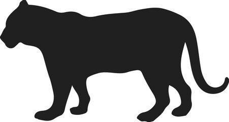 Panther Silhouette Icon – Wild Big Cat Vector Illustration
