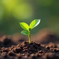 Fototapeta premium Small coffee seedling with green leaves in natural background , plant, foliage, nature