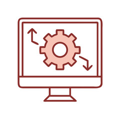 Monitor with Gear and Arrows Icon Design