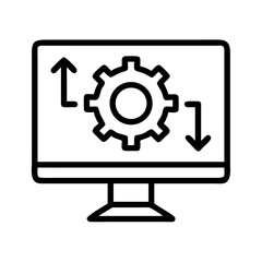 Monitor with Gear and Arrows Icon Design