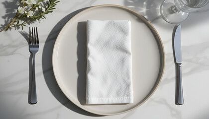 place setting with white plate