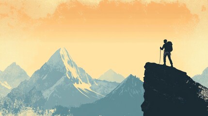 Soft-Toned Climber Scene with Open Space for Custom Adventure Text