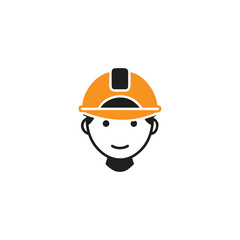 Flat Vector of Construction Worker Wearing Safety Helmet


