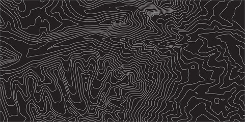 Fototapeta premium Abstract Topographic Contours Map on a Black Background: Geometric Contour Lines and Circular Patterns Creating a Modern and Elegant Representation of Terrain and Elevation