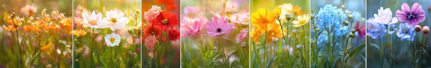 Fototapeta premium Vibrant Floral Collage in Impressionist Style with Soft Focus and Soft Sunlight