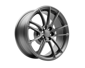 Obraz premium Gray Multi Spoke Alloy Wheel on Transparent Background, PNG