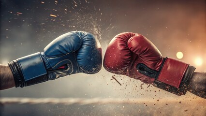 boxing gloves fight red and blue 