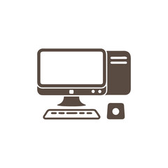 Flat Design Desktop PC Silhouette Vector Template
