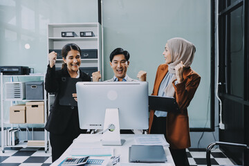 business meeting businesswoman woman office entrepreneur presentation success applause applauding...