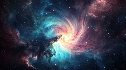 Fototapeta premium Colorful Cosmic Swirl of Interstellar Nebula and Stars in Space
