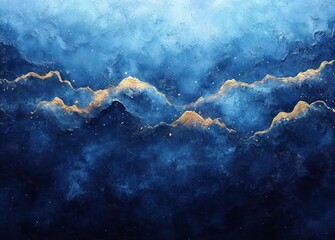 Obraz premium Abstract Watercolor Background of Blue Ocean Patterns Underwater