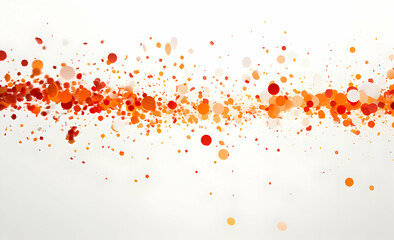 Red and orange confetti falling on a white background.