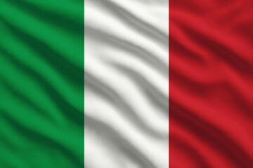 Waving flag of Italy, Italian flag blowing in the wind, full frame smooth folds