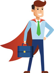 Businessman as superhero (cape + briefcase)