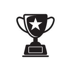 Black Winner Trophy Silhouette – Vector Design



