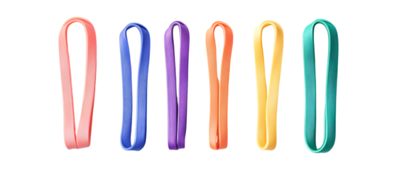 Pack of Resistance Bands Set Against Transparent Background for Fitness or Exercise Projects