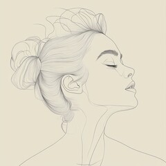 Fototapeta premium Minimalist Continuous Line Art Portrait of a Woman in Profile