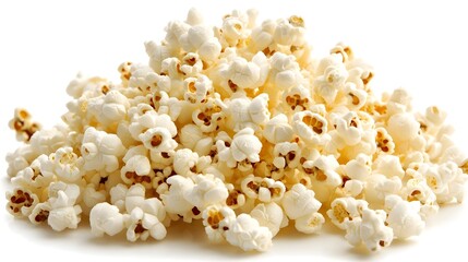 Fresh Popcorn Pile on White Background for Culinary Use and Snacking