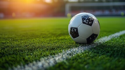 Fototapeta premium soccer ball on the grass