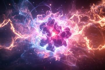 Colorful explosion of cosmic energy in space showcasing vibrant nebulas and stellar formation