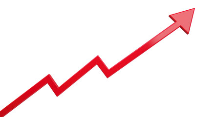 Isolated Red Arrow Pointing Upward