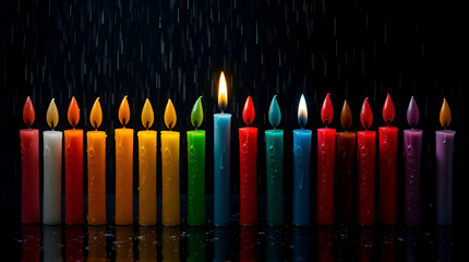 Pride Month, LGBTQ, June 1st to June 30th, Candles Made with Pride Colors, Generative Ai