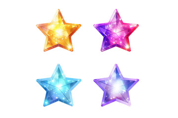 Obraz premium Bright and shimmering star icons with a dazzling light burst effect Isolated on white background