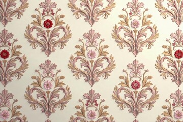 Subtle floral damask pattern in muted tones, endlessly repeating , fabric, romantic, antique